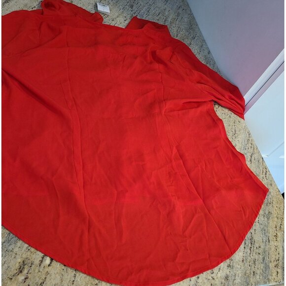 New! Womens Size 2X The Limited Red Ruffle Accent V-Neck Blouse Top Goji $79 - Picture 14 of 14